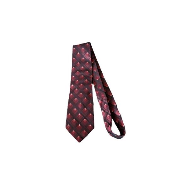 Roffe Accessories maroon white and wine abstract 100% silk tie - Picture 2 of 7